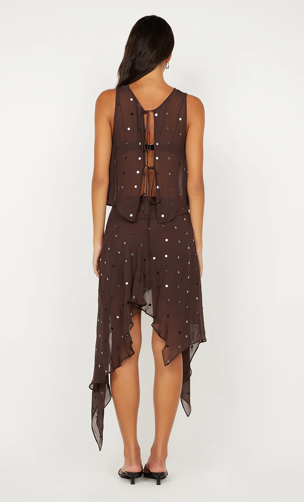ARIELLE ASYM SKIRT - DARK CHOC SEQUIN - Image 5