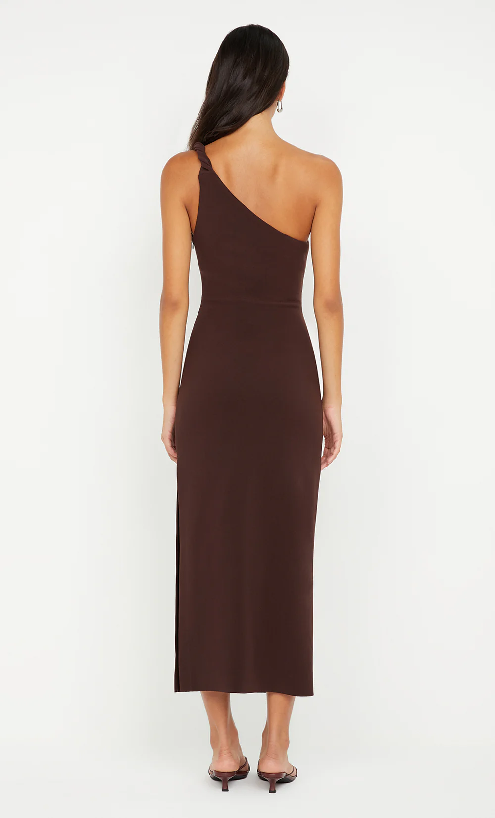 ARIVEN ASYM MIDI DRESS - DARK CHOCOLATE - Image 5