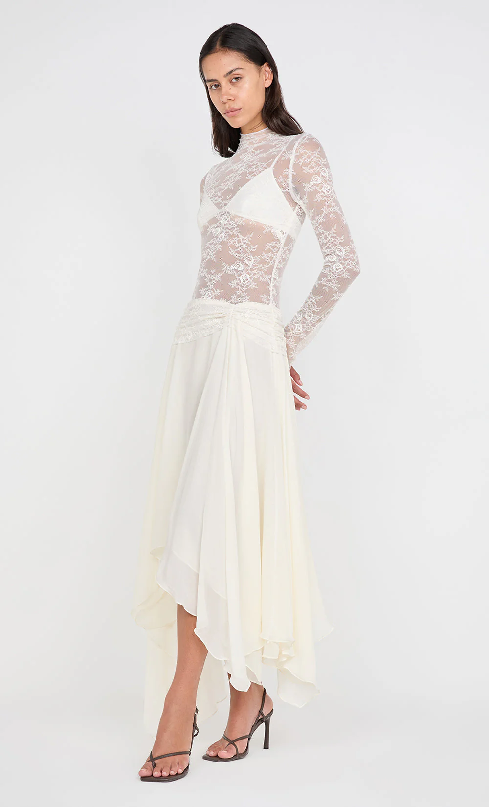 AUDREY ASYM MIDI DRESS - IVORY - Image 3