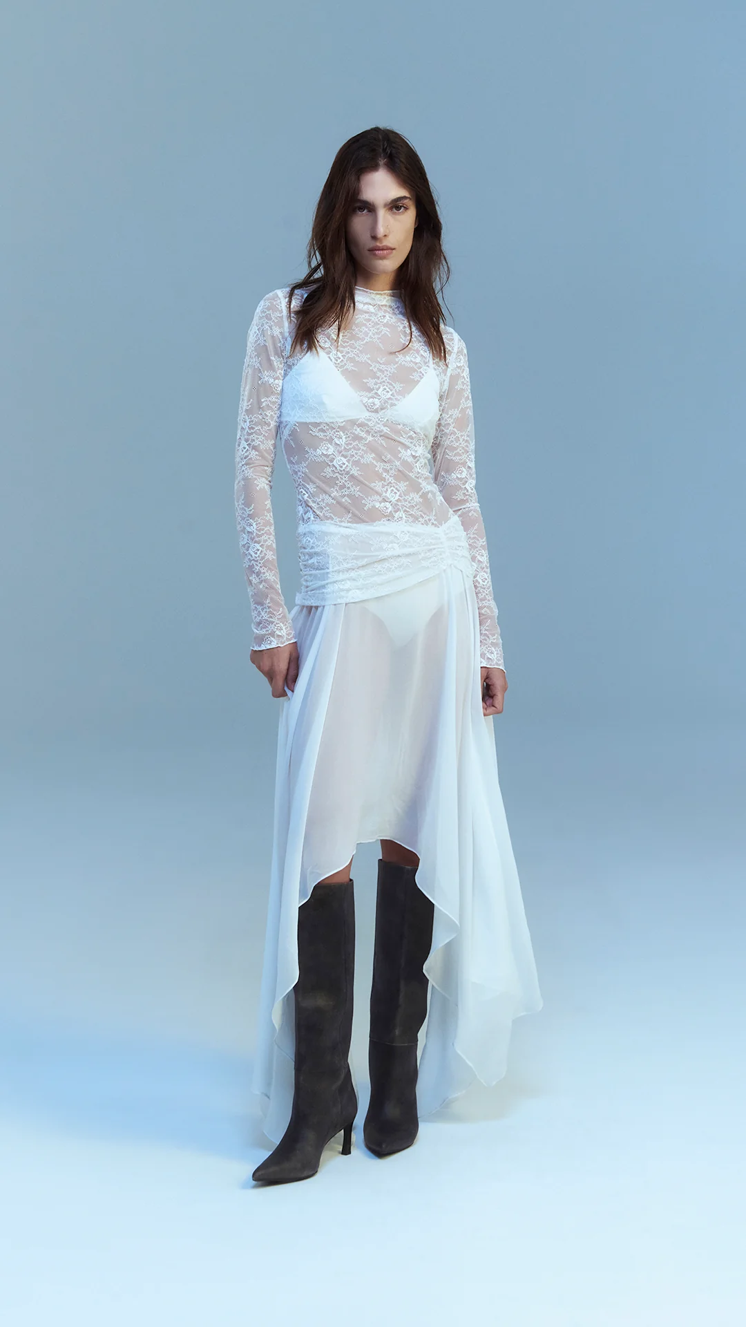 AUDREY ASYM MIDI DRESS - IVORY - Image 4