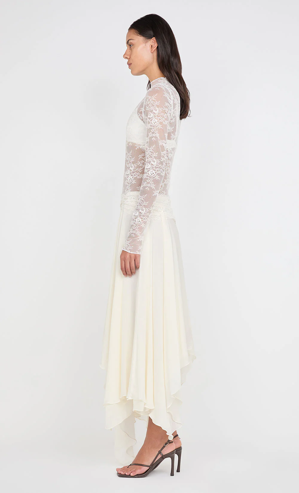 AUDREY ASYM MIDI DRESS - IVORY - Image 5