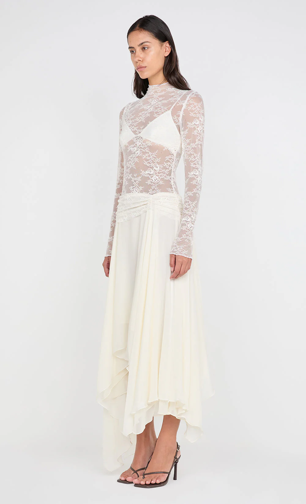 AUDREY ASYM MIDI DRESS - IVORY - Image 7