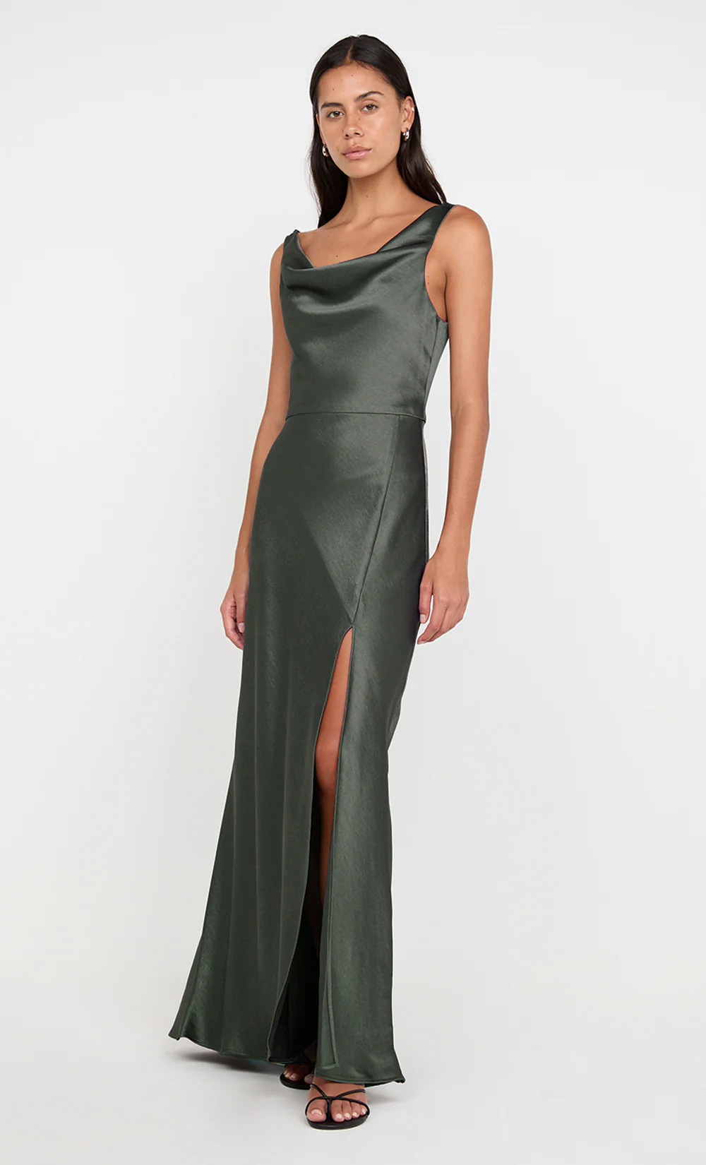 AUSTEN COWL NECK MAXI DRESS - DARK WILLOW - Image 3