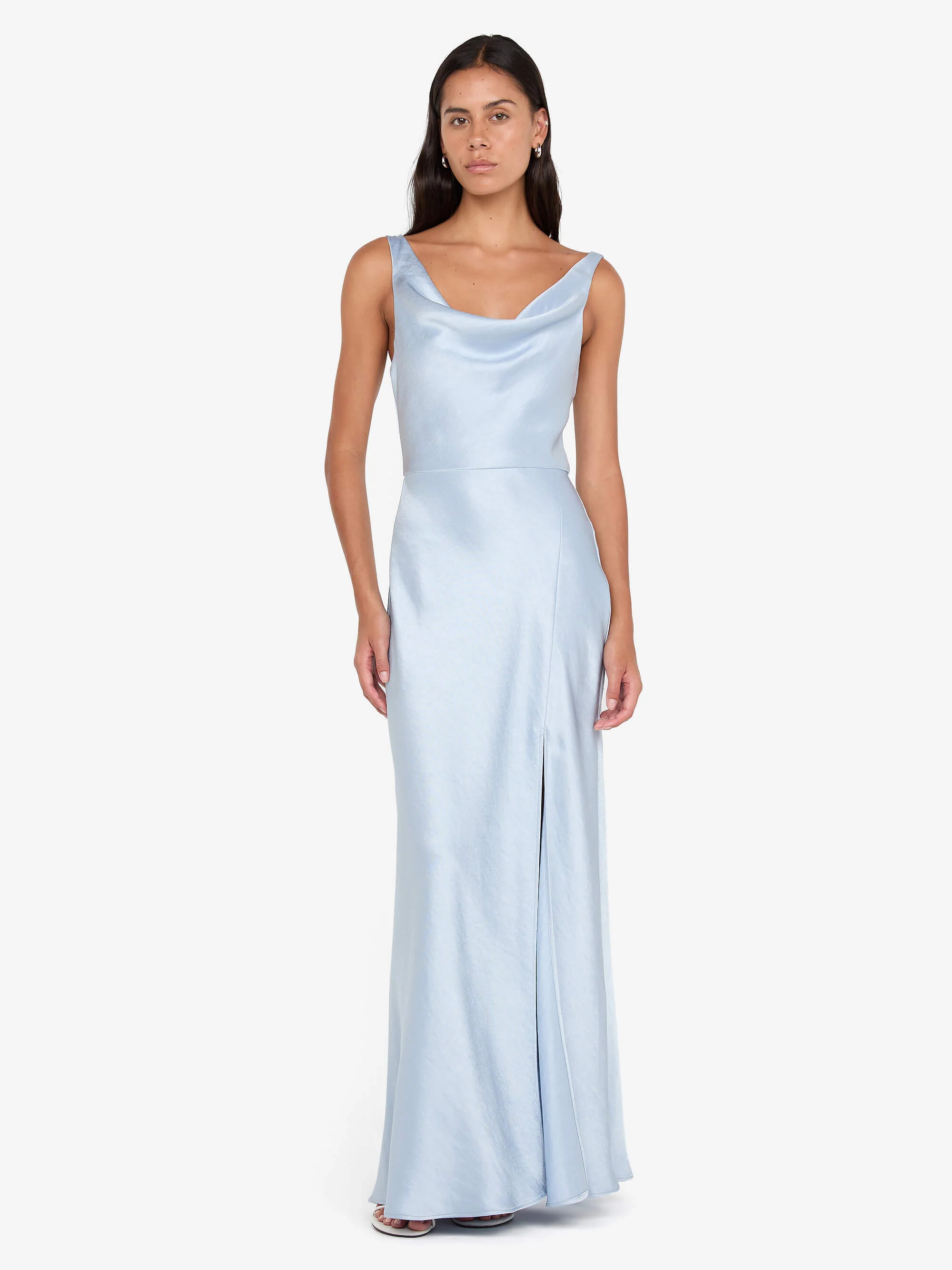 AUSTEN COWL NECK MAXI DRESS - DUSTY BLUE - Image 4
