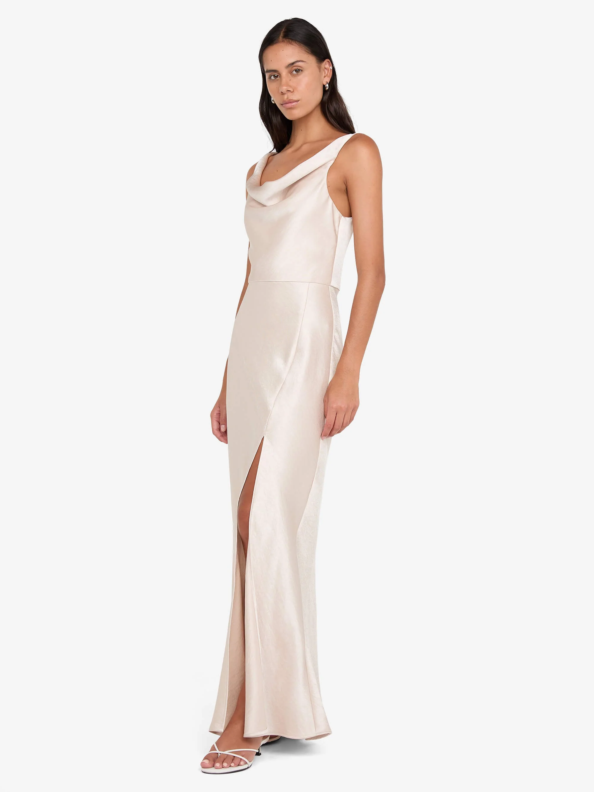 AUSTEN COWL NECK MAXI DRESS - SAND - Image 3