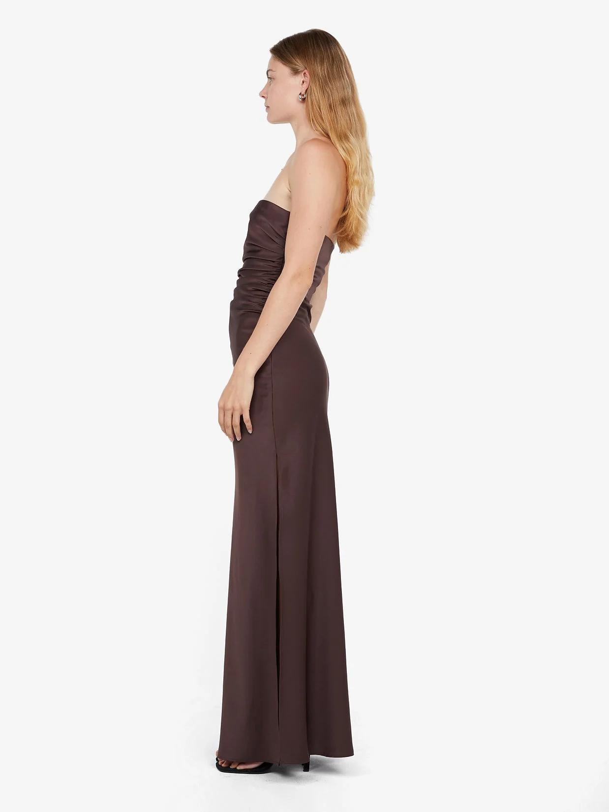 ETERNITY STRAPLESS MAXI DRESS - DARK CHOCOLATE - Image 4