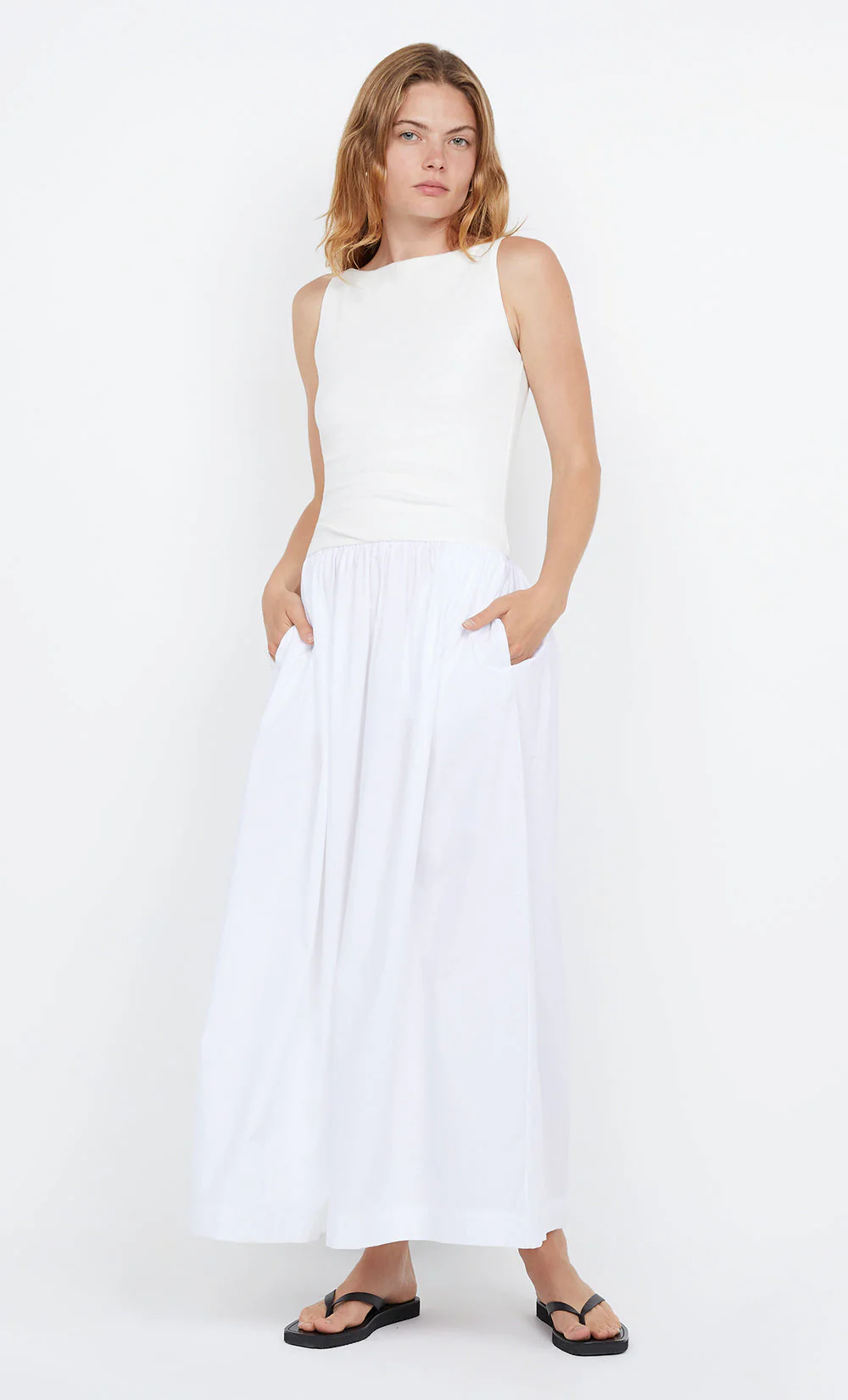 FREYA BOAT NECK DRESS - IVORY - Image 5