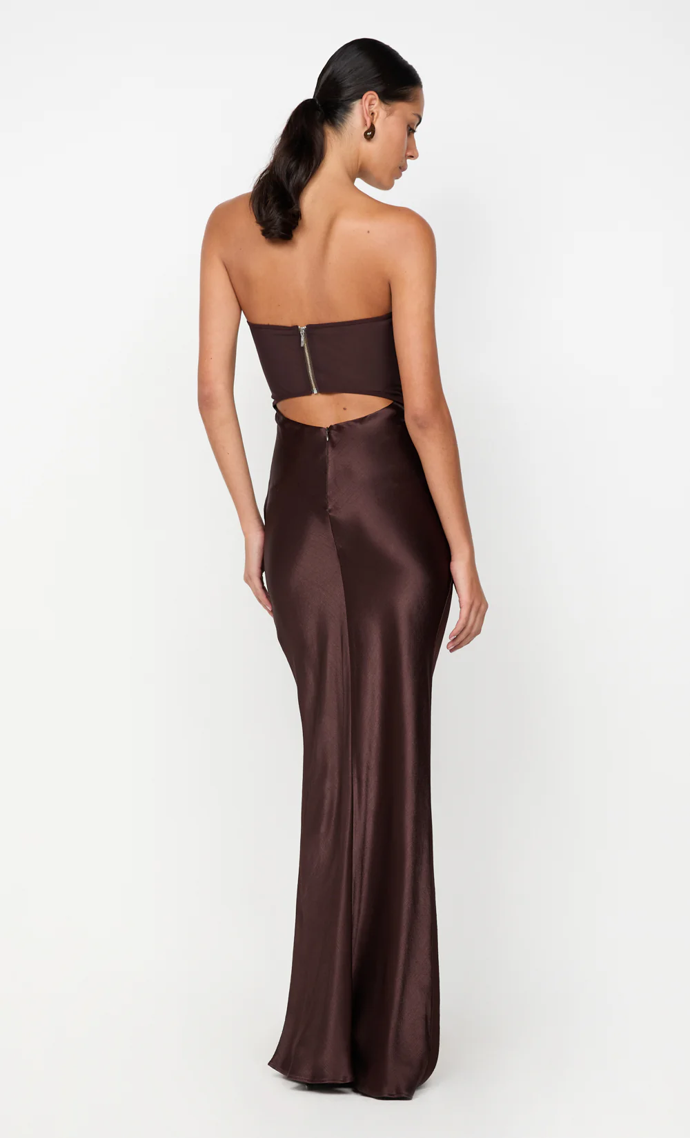 HALLE STRAPLESS DRESS - CHOCOLATE - Image 5