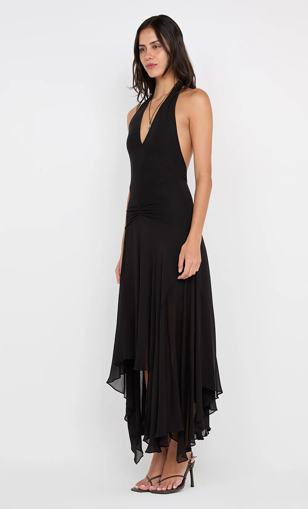 IDA WRAP MIDI DRESS - BLACK - Image 3