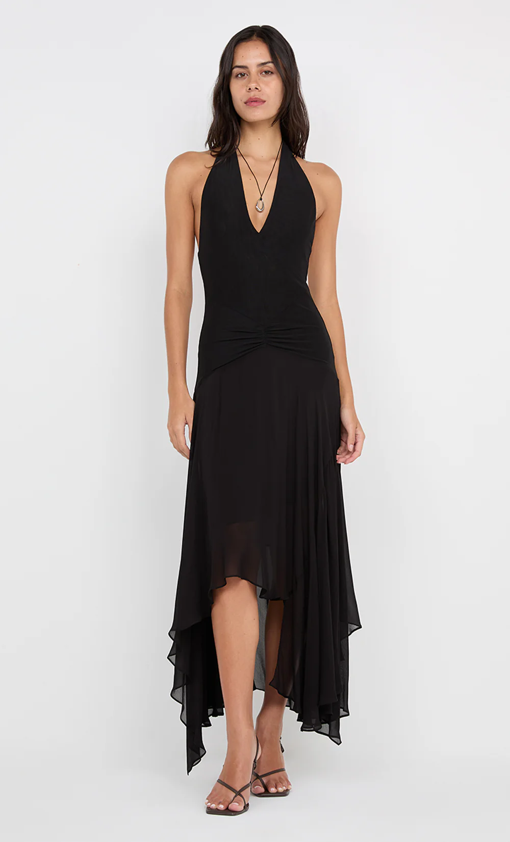 IDA WRAP MIDI DRESS - BLACK - Image 4