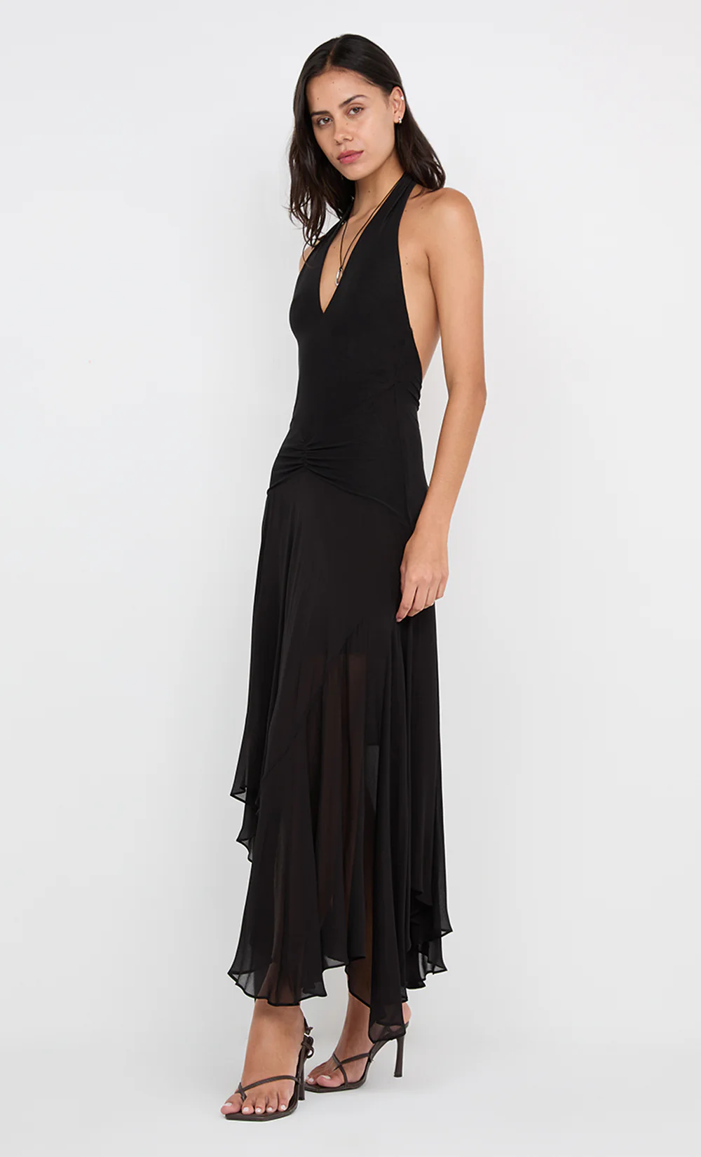IDA WRAP MIDI DRESS - BLACK - Image 5