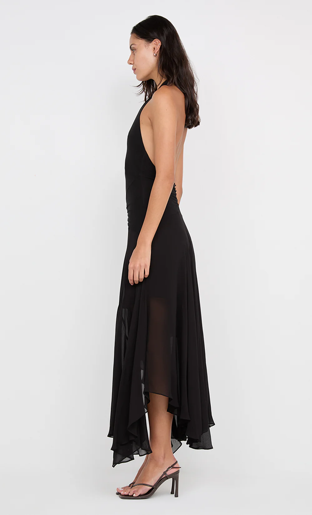 IDA WRAP MIDI DRESS - BLACK - Image 6