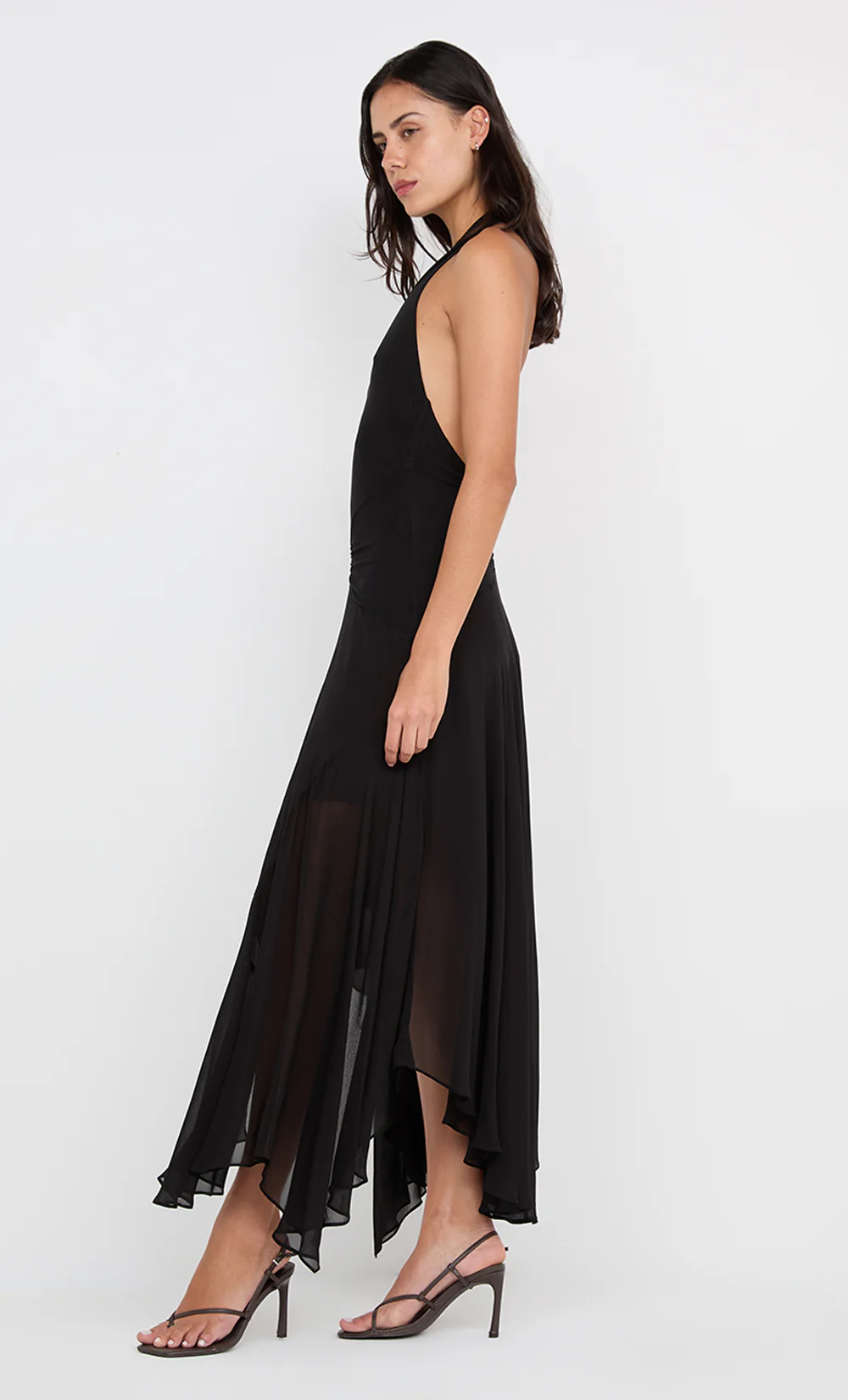 IDA WRAP MIDI DRESS - BLACK - Image 7
