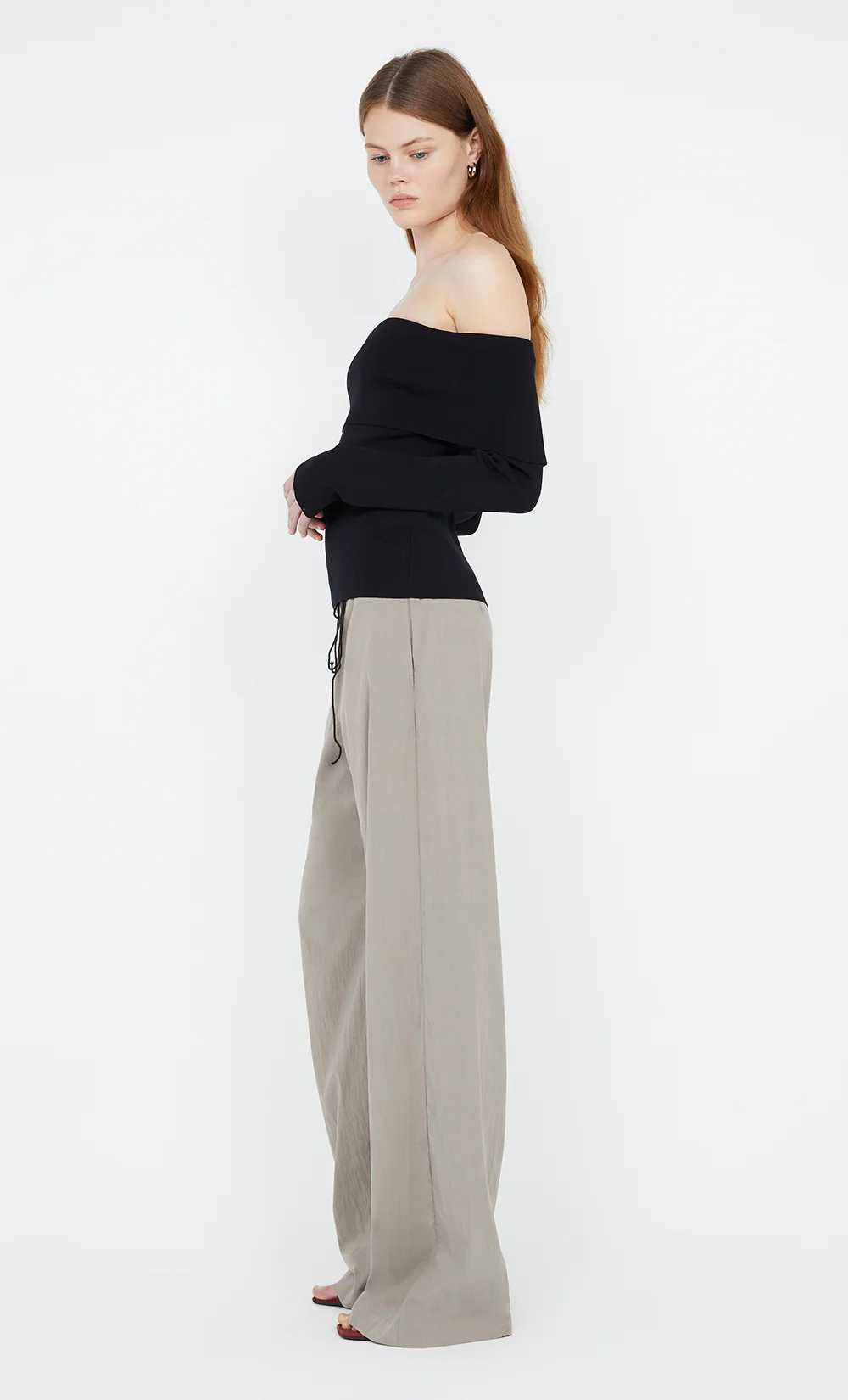 ILORA KNIT BANDEAU LONG SLEEVE TOP - BLACK - Image 4