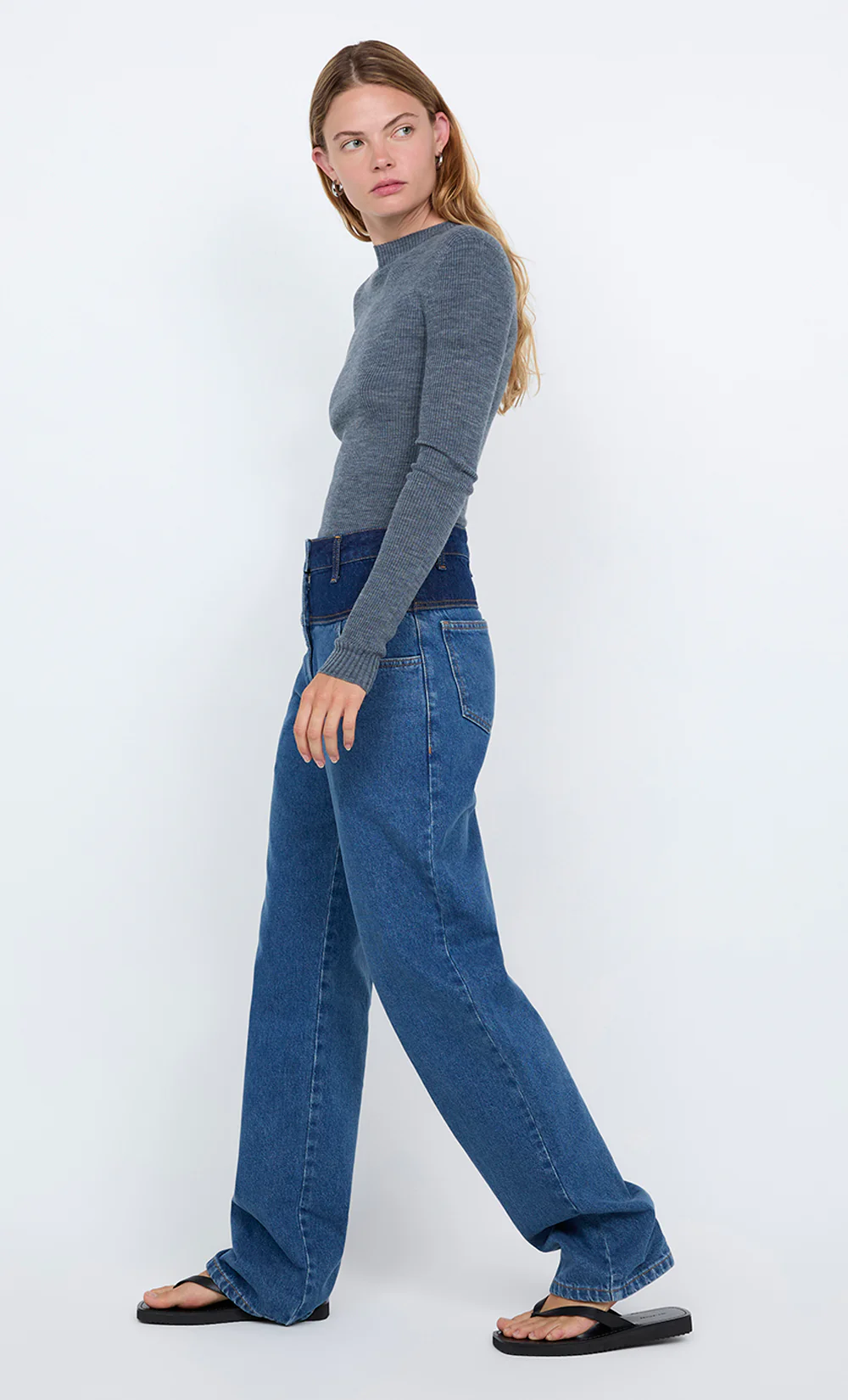 JONI LONG SLEEVE TOP - GREY - Image 3