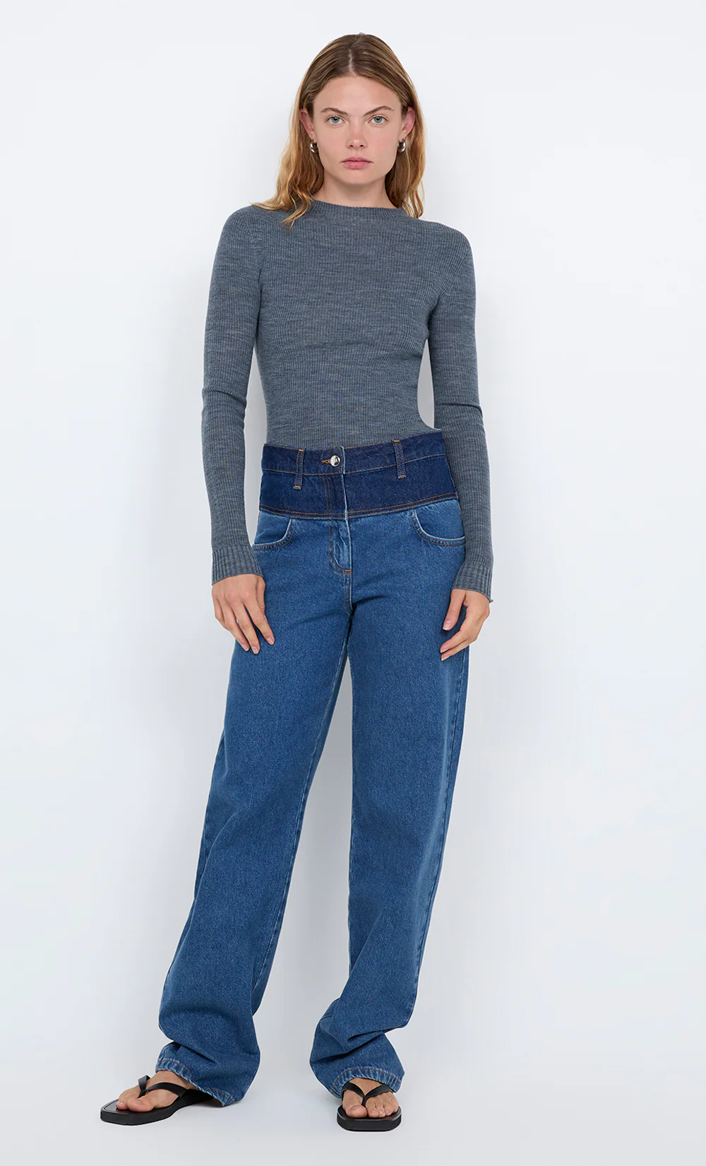 JONI LONG SLEEVE TOP - GREY - Image 5
