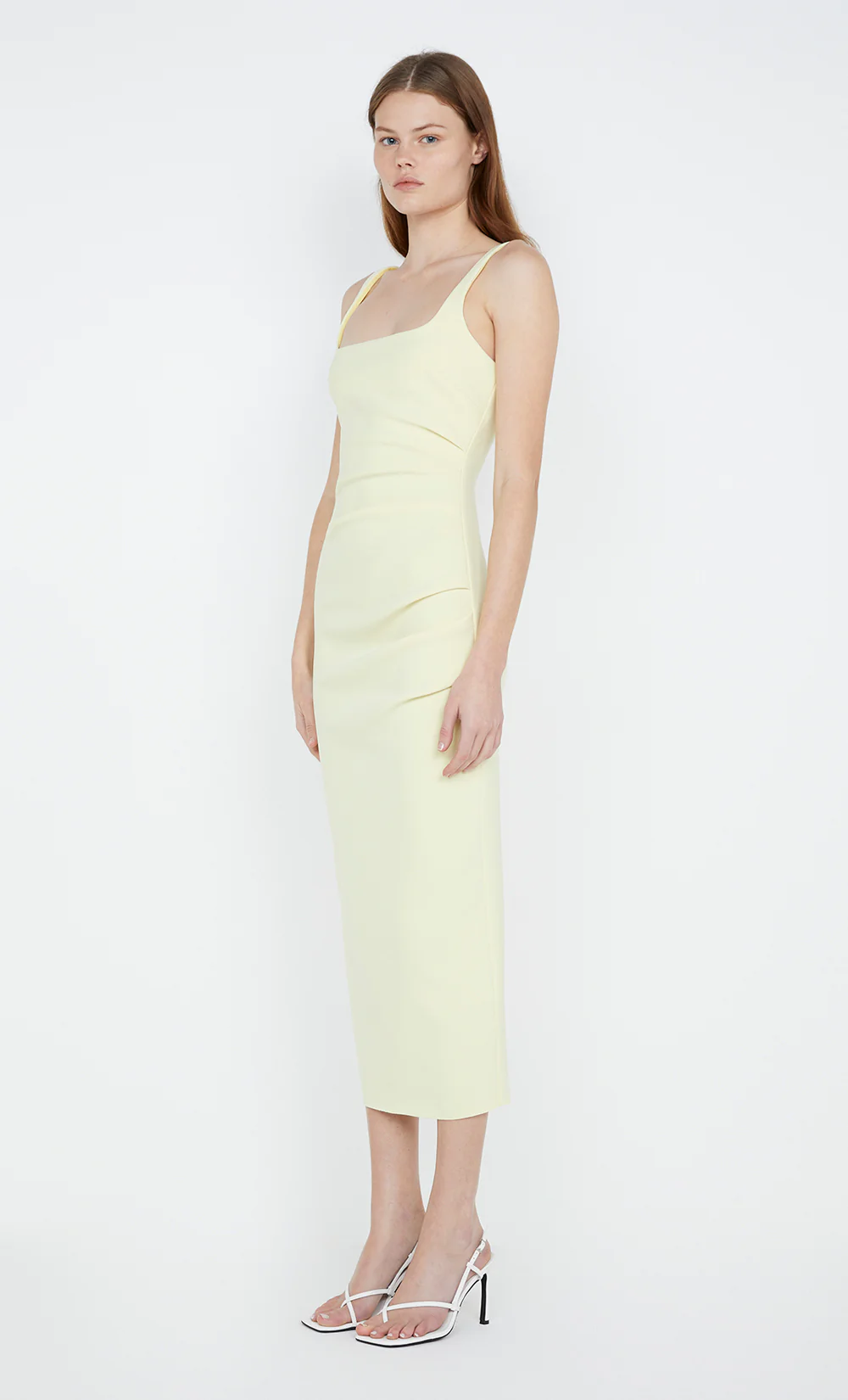 KARINA TUCK MIDI DRESS - LEMON - Image 3