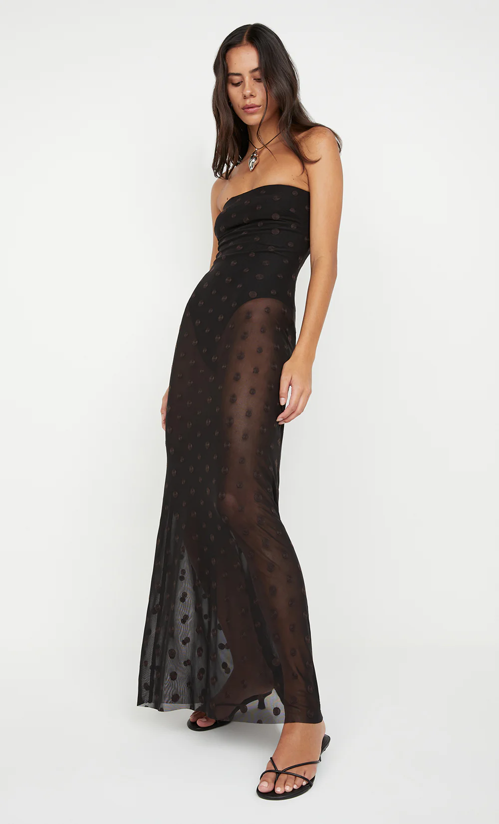 KARLA STRAPLESS MAXI DRESS - BLACK/CHOC SPOT - Image 4