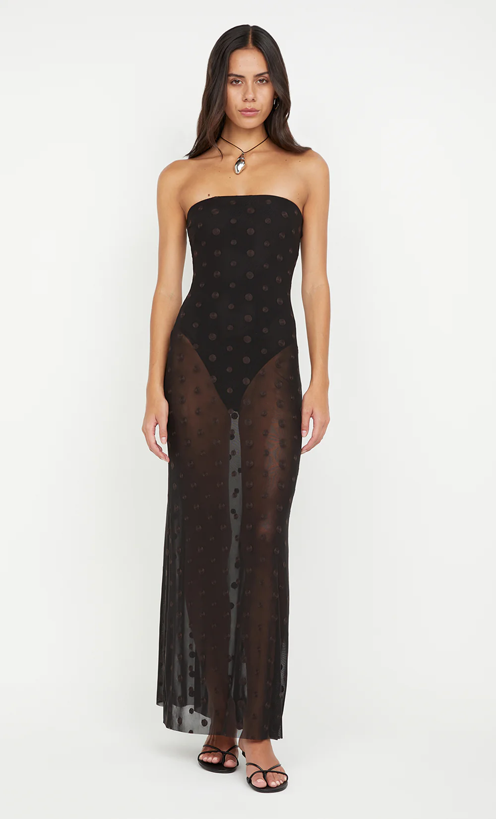 KARLA STRAPLESS MAXI DRESS - BLACK/CHOC SPOT - Image 5