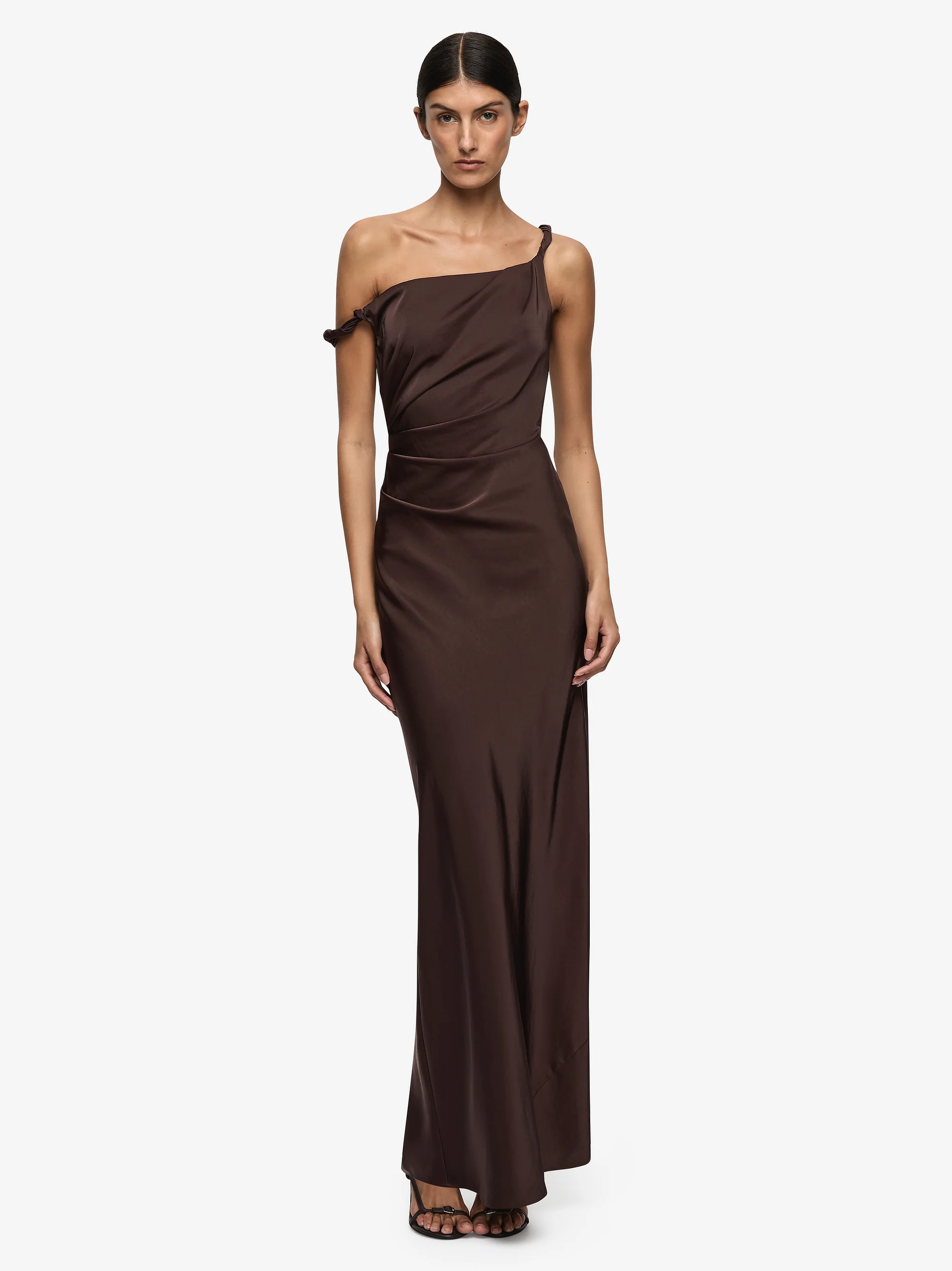 LUNETTA TWIST STRAP DRESS - DARK CHOCOLATE - Image 3