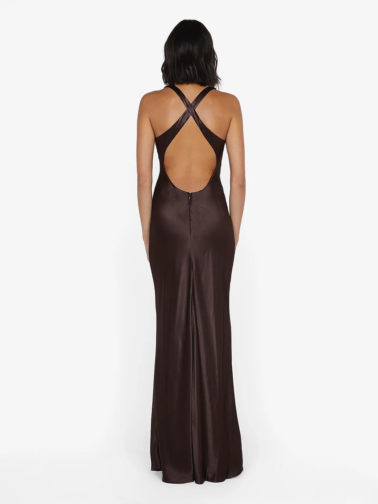 MAXINA CROSSOVER DRESS - DARK CHOCOLATE - Image 3