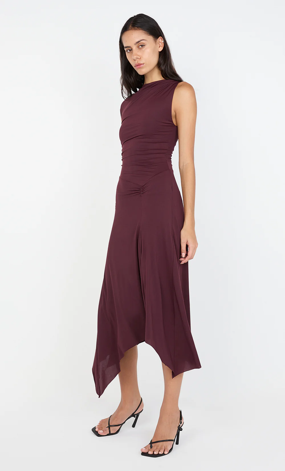 NARA ASYM MIDI DRESS - PLUM - Image 3