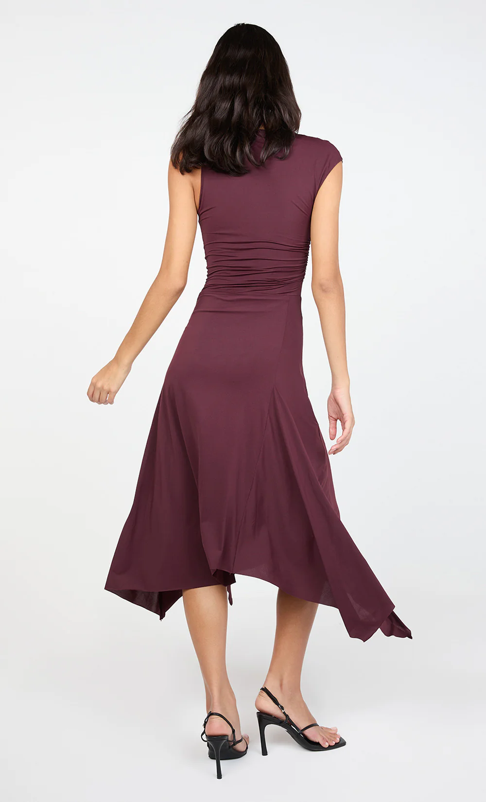 NARA ASYM MIDI DRESS - PLUM - Image 4