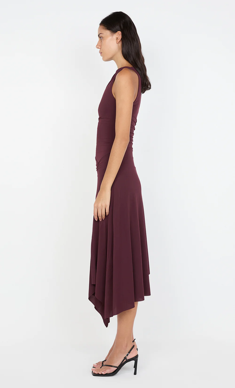 NARA ASYM MIDI DRESS - PLUM - Image 5