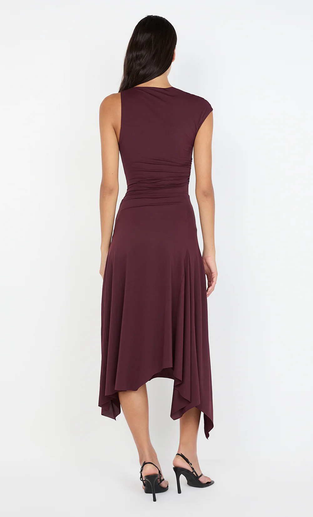 NARA ASYM MIDI DRESS - PLUM - Image 6