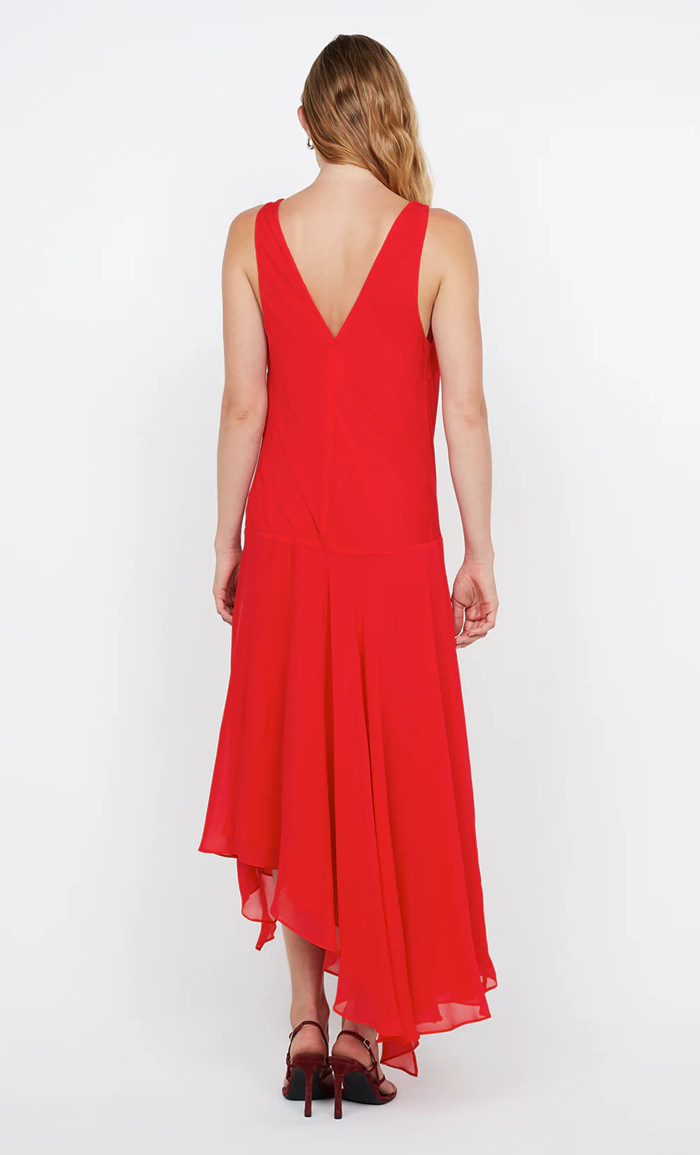 RHONE WRAP ASYM DRESS - CHILLI - Image 5