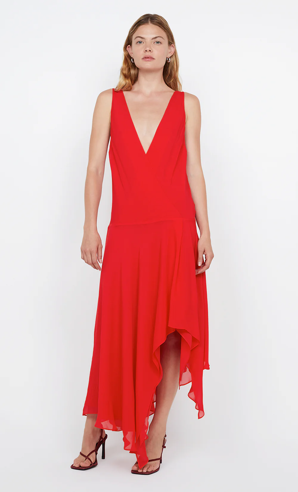 RHONE WRAP ASYM DRESS - CHILLI - Image 6