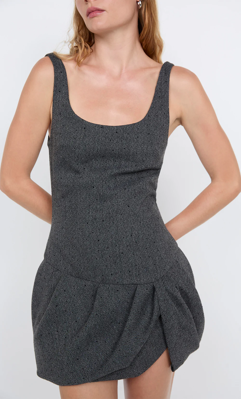 SHAE MINI DRESS - CHARCOAL - Image 3